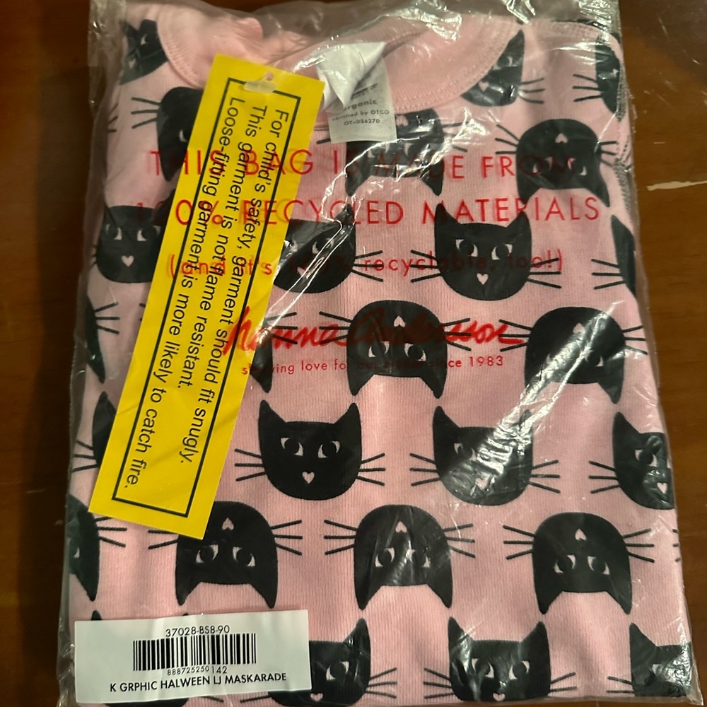Hanna Andersson Pink and Black Cat Pocket Dress